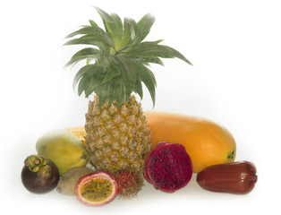 tropical fruits isolated