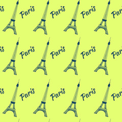 Eiffel tower seamless pattern. Vector illustration. Background.