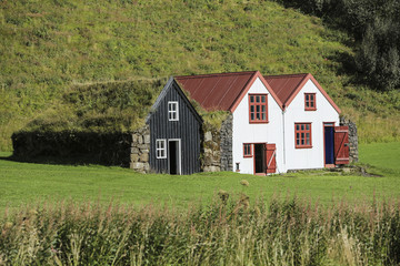 Traditional icelandic houses in Skogar Folk Museum, Iceland