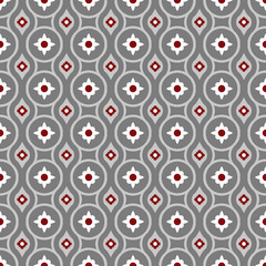 Seamless background image of grey round geometry white flower pattern.
