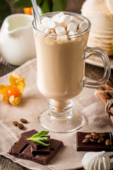 Hot latte with marshmallows