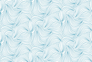 Vector wave seamless background of doodle drawn lines