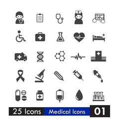 Set of 25 icons health and medical isolated on white background
