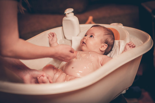 Small Baby First Bathing