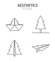 Vector modern thin line flat design of icons set.