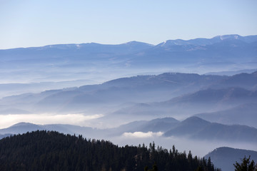 Naklejka na ściany i meble Nebelmeer über dem Grazer Becken, Steiermark