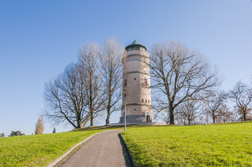 Basel, Stadt, Turm, Wasserturm, Bruderholz, Spazierweg, Wintertag, Wintersonne, Winter, Wohngebiet, Basel-Stadt, Schweiz