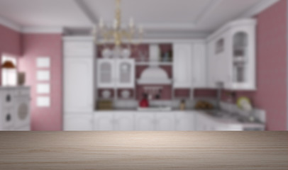 Wood table in the kitchen background for your artwork