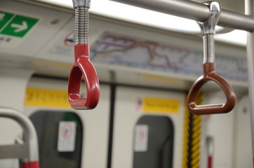 Handrail on An MTR Train in Hong Kong