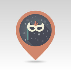 Christmas festive mask flat pin map icon