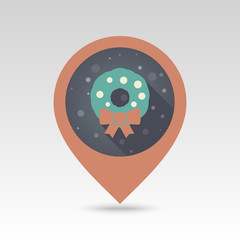 Christmas wreath pin map icon
