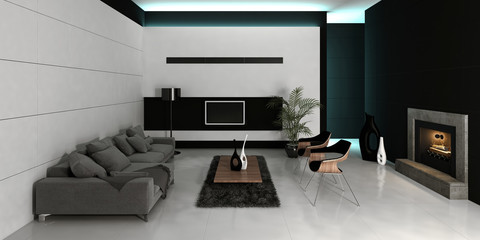 Modern design white living room interior