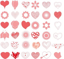 Fototapeta premium Vector hand drawn hearts set