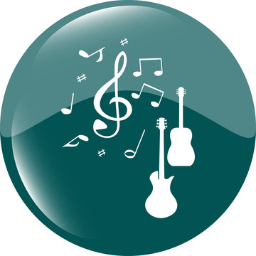 Acoustic and electric guitar sign icon. Music symbol. Web shiny button vector illustration