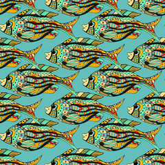 Obraz premium Zentangle fish background