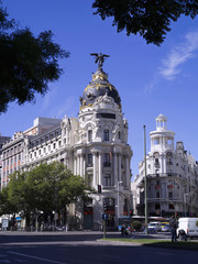 Emblematic building of Madrid, called "Metropolis", Spain 