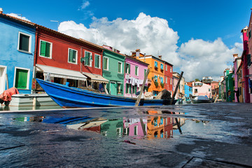 Fototapeta na wymiar Colorful houses on Burano, Venice