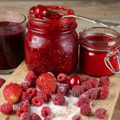 Various jams and berries