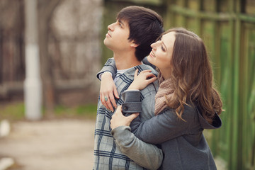Fototapeta premium Young couple in a city