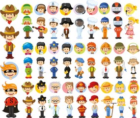 Cartoon vector characters of different professions 