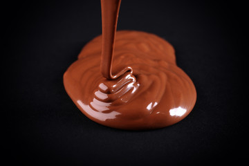 Chocolate poured on dark surface