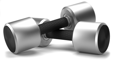 Two chrome dumbbell with rubber handle