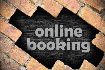 Hole in the brick wall with word online booking - 97672930