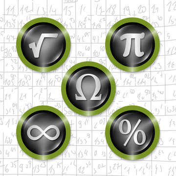Set of five icons with symbols of math