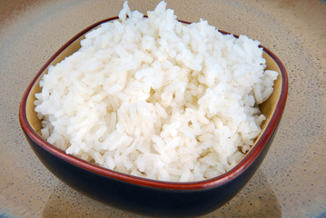 closeup of white rice in bowl