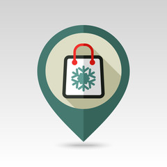Shopping bag flat pin map icon