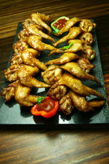 курица, крылья,соус