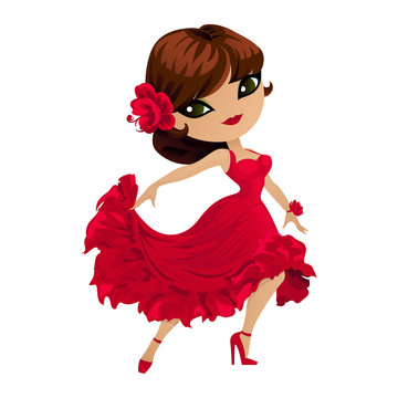 Flamenco dancer in cartoon style