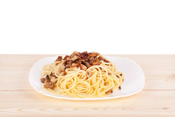 Pasta spaghetti with mushrooms