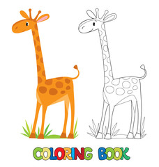 Naklejka premium Coloring book of funny african giraffe