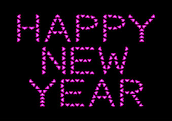Happy New Year made from pink hearts