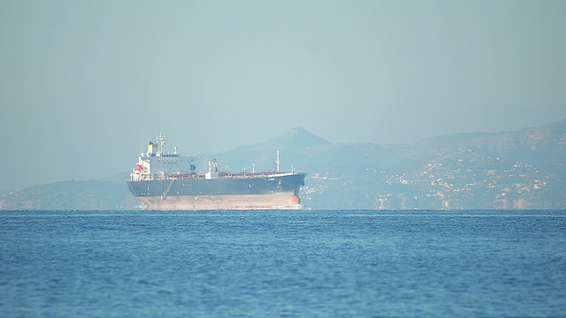 View Of Big Oil Tanker 