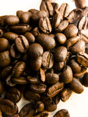 Coffee Beans Up Close and a Bright Background