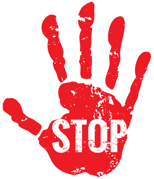 Rote Hand Stop Umriss Silhouette Grunge
