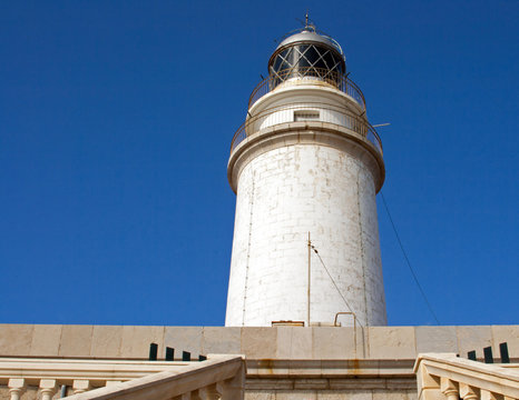 Lighthouse lightstation on Cap de Formentor on the Majorca Island in the Mediterranean