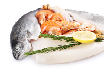 Seafood isolated on white