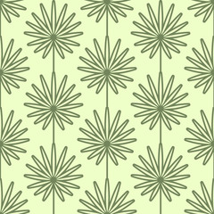 Palm leaves seamless vector pattern. Vintage style and colors (yellow-green). Wrapping paper design.