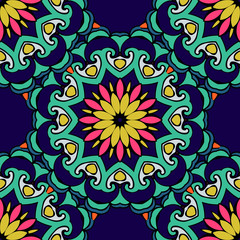 Colorful  Festive Abstract Floral Vector Pattern