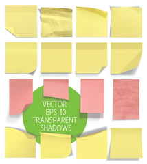 Set of sticky notes. Vector illustration with transparencies. Eps 10.
