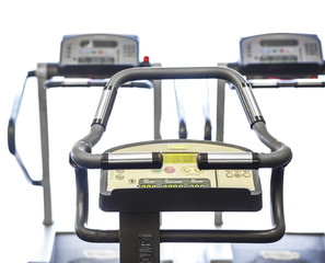 Weights in a Gym.
Gym interior close up, machinery and weightlifting equipment.