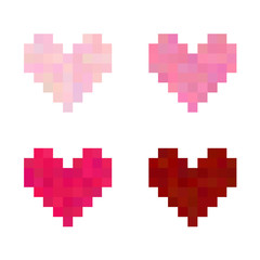Set of pixel hearts. Valentine's day heart icons.
