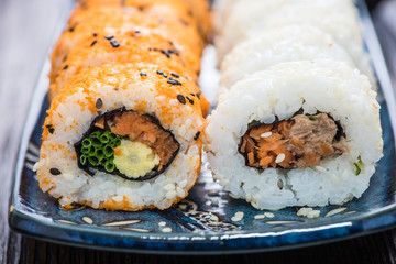 Close view on california vegetarian rolls