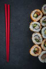 California sushi style rolls, with raw vegetables