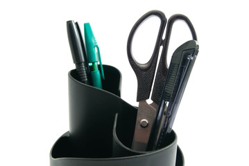 scissors and other stationery on white