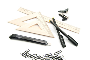 staple remover, pens and other stationery