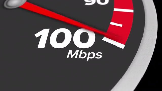 A hypothetical bandwidth meter measuring Internet speeds up to 100 Mbps. With optional luma matte.  	